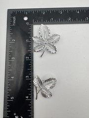 Vintage Sarah Coventry Brooch Lot 2 Silver Tone Ivy Maple Leaf Pins Textured
