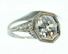 Art Deco 3CT Lab Created Diamond Vintage Octagon Halo Wedding Ring 14K Gold Over
