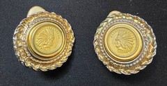 RARE VINTAGE Indian Head Clip On Earrings Coin Silver Gold Tone Chief Penny Like
