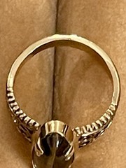 Vintage 18K HGE Tigers Eye Statement Cocktail Ring Sz 8 Openwork Filagree Mount
