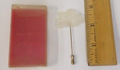 Revlon Jontue White Frosted Lucite Hibiscus Flower Stick Pin Premium Gift