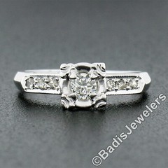 Vintage 14k White Gold 0.24ct Illusion Set Round Diamond Engagement Promise Ring