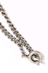 Victorian Antique Dik Dik Horn Necklace Pendant Sterling Silver Bezel And Chain