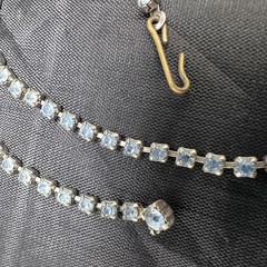 Vtg Blue Rhinestone Choker 14″ Necklace Dainty Silver Tone Party Jewelry Glame