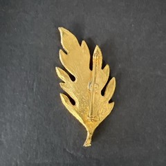 Vintage Lind-Gal Oak Leaf Brooch Pin Brushed Gold Tone 1950s Costume Jewelry