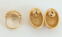 Vintage 1980’s Gold Plated Ribbed/Domed Ring and Pierced Earrings