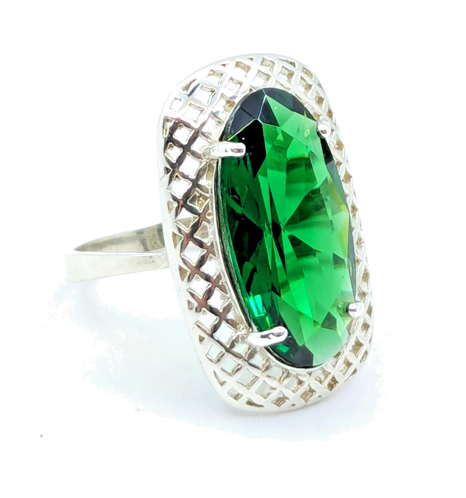 Vintage Luxury RING Silver 925 with Chic Big Bright Stone -size: 9US (19mm)| #53