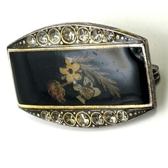 Vintage Pierre Bex Dried Flower Brooch French Art Deco Revival Trombone Clasp