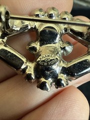 Vintage Silver Tone Kramer of NY New York Emerald Cut Rhinestone Brooch Pin 1.5”