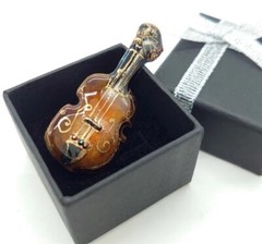Violin – Japanese cloisonné enamel Pin Badge Brooch Made-to-order NEW