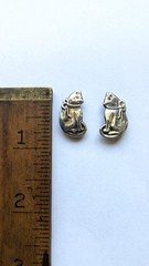Vintage 925 Sterling Silver Sitting Cat Stud Earrings