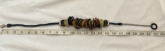 Chico’s ~ Chunky Blue Cord Wooden Resin Metal Rings Beaded Necklace Boho Tribal