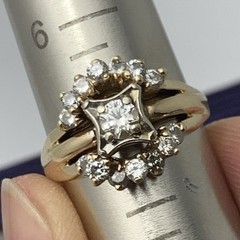 Vintage 14k Solid Yellow Gold .90ct Natural European Cut Diamond Ring
