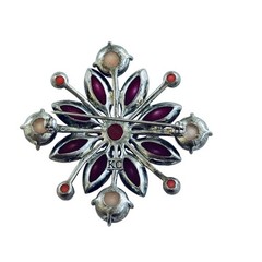 Pink Burst Crystal Star Brooch Pin KC Kenneth Cole Signed Silver Rare Designer