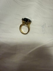 Vintage Huge Emerald Green Faceted Glass Cocktail Statement Ring Size 8 Unmarked