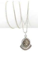 Vintage .925 Sterling Silver & Brass Ornate Antiqued Petite Pendant Necklace 18″