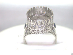 Antique Art Deco Mounting Setting Hold 12MM 14K White Gold Ring Size 5.75 UK-L