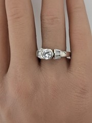 Vintage Sterling Silver Ring Round and Tapered Baguette CZ Stones Size 8.25