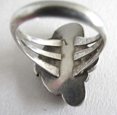 NAVAJO SOUTHWEST STERLING RING w MOP, SIZE 6.75, 1.02 INCH WIDE, 6 GRAMS, SIGNED