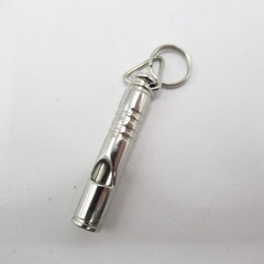 Silver Tone Plated Metal Whistle Pendant Vintage