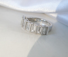 Sterling Silver 925 1.5ct Baguette CZ DQ Pinky Band Ring Size 6