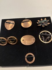 7 pcs Vintage Cooper Mixed Lot Pins & Brooches Unisex Adults Fashion