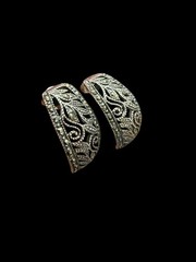 925 Silver Marcasite Floral Scrollwork Stud Earrings Vintage