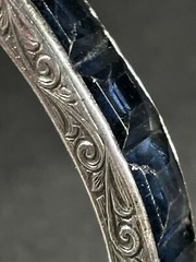Art Deco Sapphire Color Blue & Sterling Bangle Bracelet