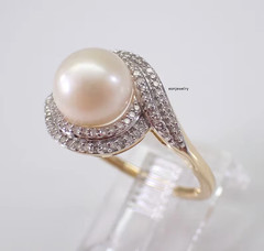 2Ct Round Cut Lab-Created Pearl Double Halo Engagement Ring 14K Yellow Gold Over