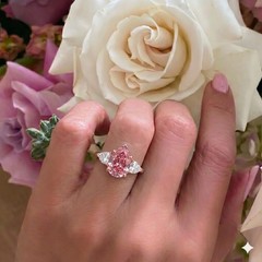 14k Rose Gold Engagement Ring 10.77ct Lab Grown Pink Diamond Pear Shape IGI