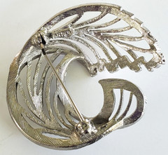 Vintage Mode Art Arthur Pepper Stylized Leaf Silver Tone Swirk Pin 1-7/8″