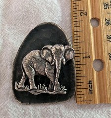 Signed WILD TUIN Kruger Park South Africa Elephant Metal Pin Brooch Vintage