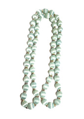Vintage Light Pale Blue Silk Thread Wrapped Beaded Necklace 30″ Retro Costume