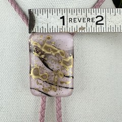 Stunning Vintage Pink And Gold Fused Glass Western Bolo Tie