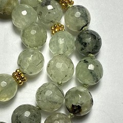Necklace Green Prehnite Gold Vermeil Clasp Spacer Beads 24” 10mm Faceted Beads