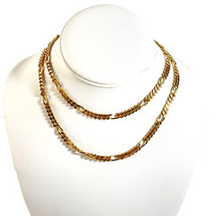 Vintage Signed Monet Curb Figaro Chain Necklace – Gold Tone ~ 32″ x 5.2 mm – EXC