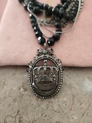 Vintage JUICY COUTURE Blsck & Silver Beaded Necklace NIB