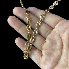Vintage Mariner Link Necklace Bracelet Jewelry Set Gold Tone 28in Size 7