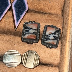 14 Pairs Vintage MCM Sterling Silver Cufflinks Unknown Makers Enamel Copper