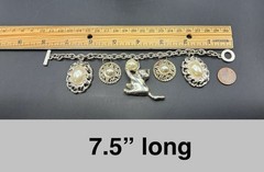 Vintage Pearly & Silver Trinkets On White-Hot Summer Silver Bracelet + Kitty CAT