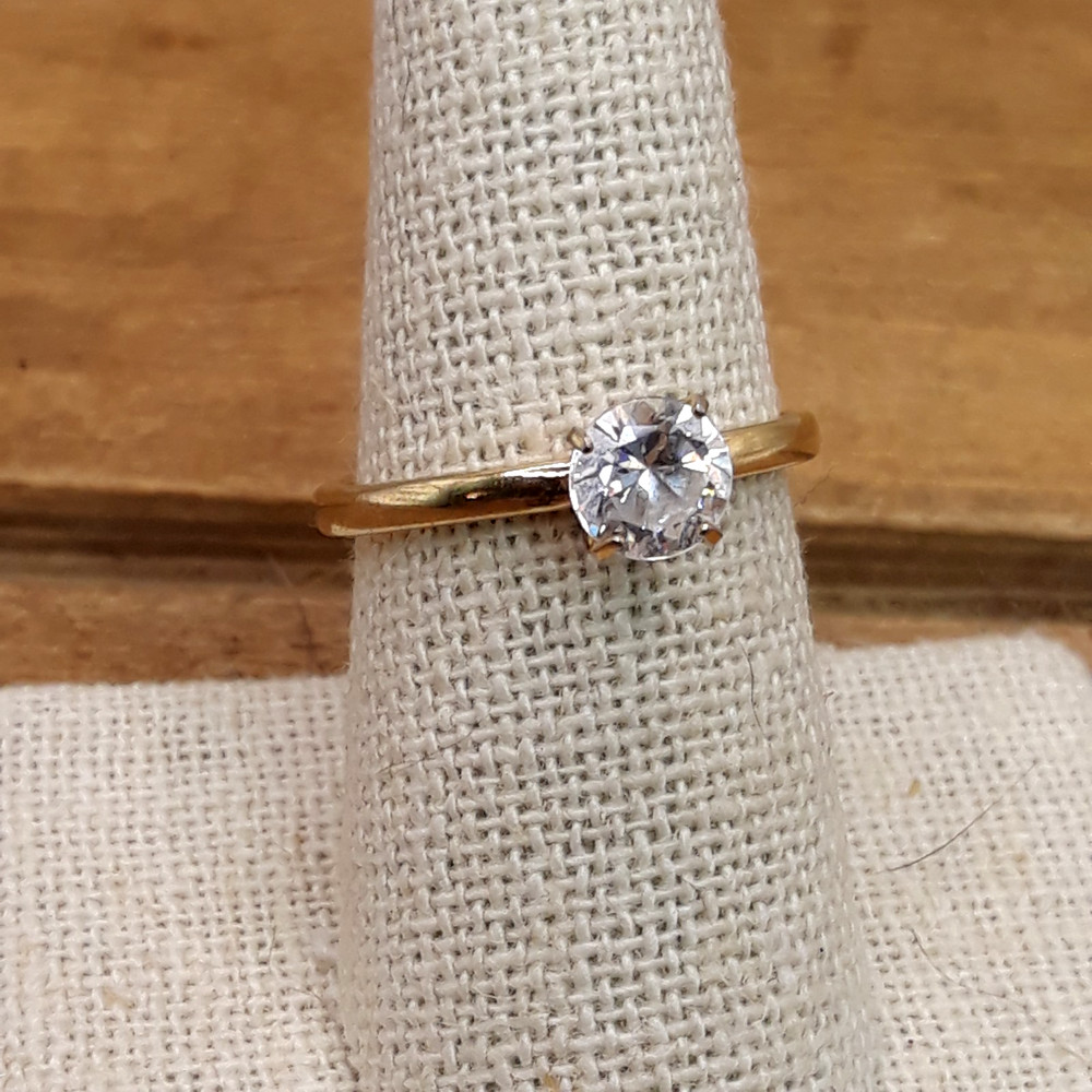 Vintage 1960s Vargas 14k HGE CZ Solitaire Ring Sz 9.75