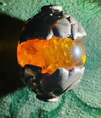 Large Vintage Tibetan Amber Bead w/ Ornate Silver 1.75″ x 1.25″