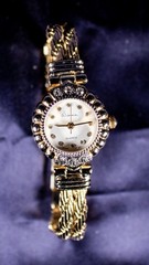 1940’s Winnie Japanese Movement Gold Rhine Stones Women Vintage Wrist Watch