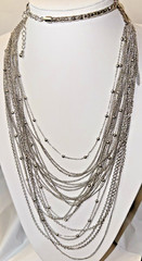 Vintage 30″ Multi Chains with Tiny Silver Balls Necklace Lobster Clasp