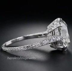 4CT Lab-Created Cushion Cut Diamond Vintage Engagement Ring 14K White Gold Over