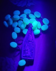 ANTIQUE NEIGER EGYPTIAN REVIVAL PENDANT SCARAB URANIUM GLASS NECKLACE SET OOAK