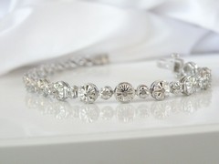 Vintage Sterling Silver 925 Natural Diamond Tennis Bracelet Fits 7.5″