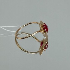 Three Leaf Clover Flower Antique Ring 1.7 Ct Simulated Ruby 14k Yellow Gold Over