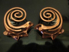 Vintage Modernist MidCentury Modern Signed Rame Copper Pendant Necklace Earrings