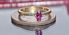 14k yellow gold sz 4.5 ring 0.25ct rhodolite garnet solitaire 1.8g Exclusive N18